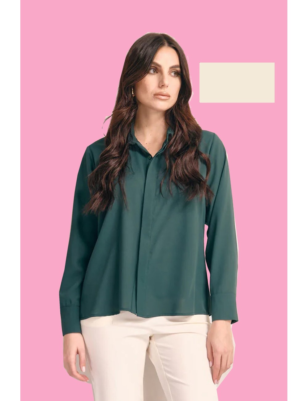 White wise - camicia con abbottonatura nascosta ww19901 champagne