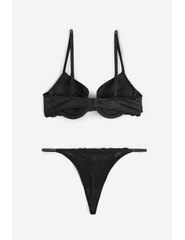 Admas - completo push-up e perizoma con pizzo 44598 nero
