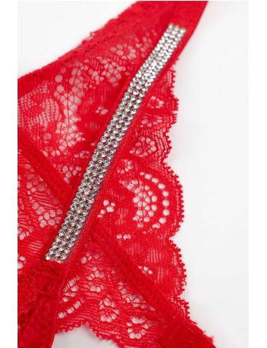 Admas - completo push-up e perizoma con pizzo 44598 rosso