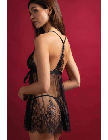 Admas - babydoll + tanga in pizzo  61464 nero