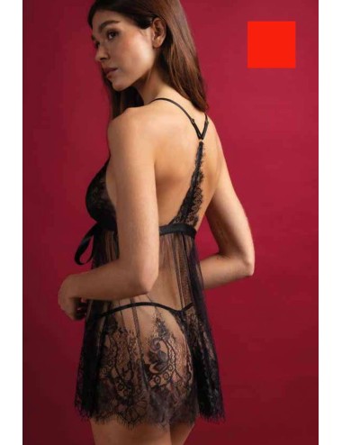 Admas - babydoll + tanga in pizzo  61464 rosso