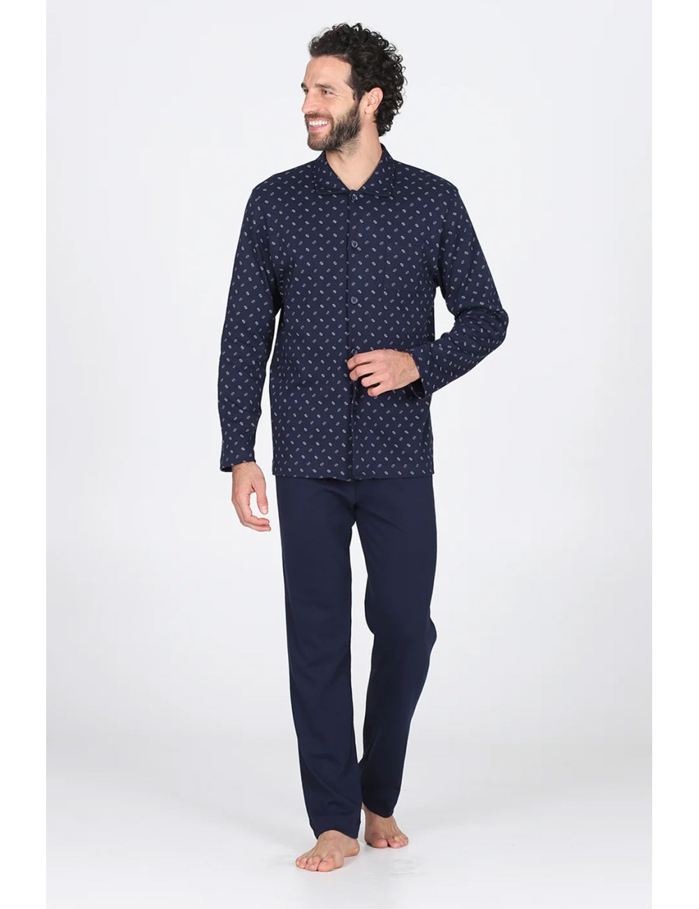 Julipet - pigiama aperto in morbido interlock di puro cotone, cardigan fantasia cerchi jal199 189