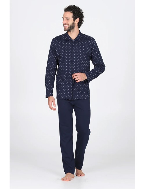 Julipet - pigiama aperto in morbido interlock di puro cotone, cardigan fantasia cerchi jal199 189