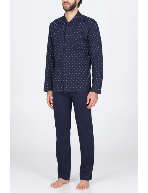 Julipet - pigiama aperto in morbido interlock di puro cotone, cardigan fantasia cerchi jal199 189