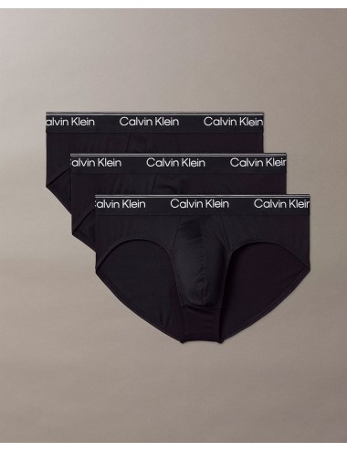 Ck - slip con vestibilità a livello dei fianchi in confezione da 3 - microfibre stretch lv00nb4408-ub1 nero