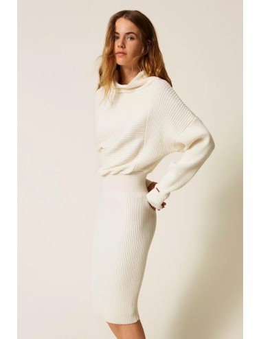 Twinset - abito longuette in maglia a costine 252li3qaa 00526