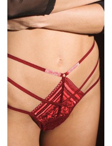 Admas - perizoma con stringhe e pizzo 42708e rosso