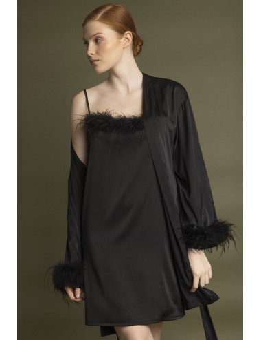 Admas - vestaglia marabu satinata 67202-0-110 nero