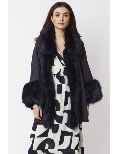 Mantella in ecopelle scamosciata blu sufm34a-07