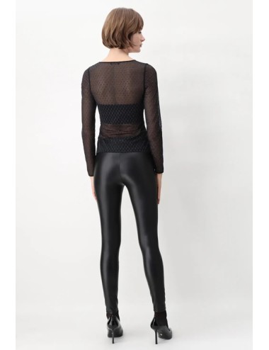 Leggings in eco pelle elasticizzata effetto termico must plus vobt67460 nero