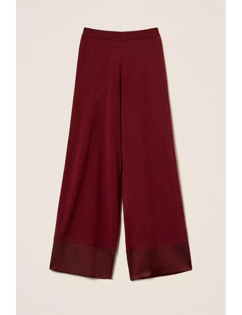 Twinset - pantaloni in misto lana con raso 252ll3fbb 12818 red wine