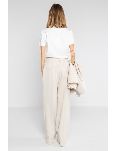 Lokita - pantalone palazzo basic in poly viscosa 1194 lok07905 avorio
