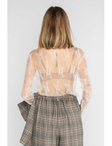 Lokita - top sotto giacca in pizzo semitrasparente 1113 lok133 panna