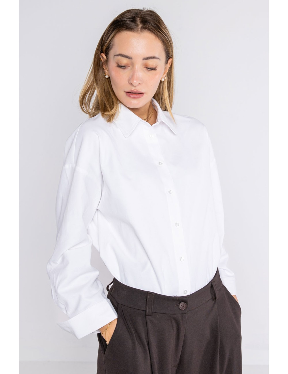 Lokita - camicia over tessuto oxford 1263 lok16 bianco
