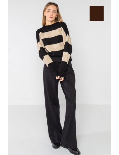 Lokita - pantalone crop in punto roma diagonale 147 lok133pr moro