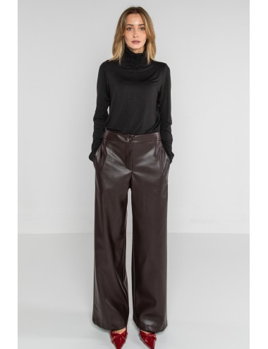Lokita - pantalone straigt in ecopelle 1214 lok1538 moro