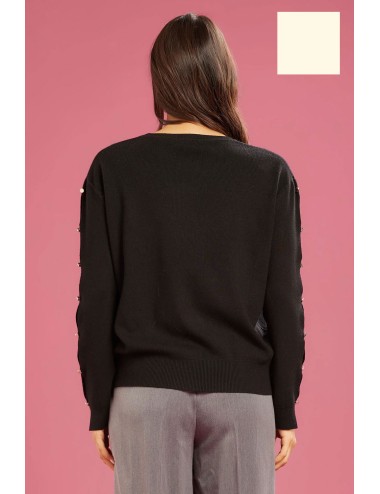 Fresh flower - maglia girocollo bt maniche ff722 panna