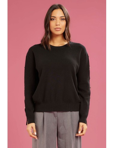 Fresh flower - maglia girocollo bt maniche ff722 nero