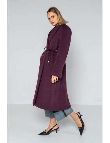 Lokita - cappotto lungo tessuto diagonale  bicolor 1194 lok07893 burgundy