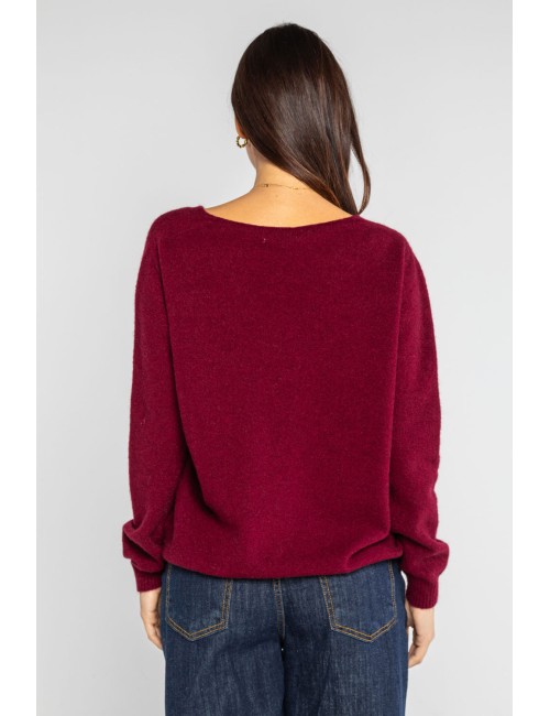 Lokita - pullover scollo a v 1253 lok0910 burgundy