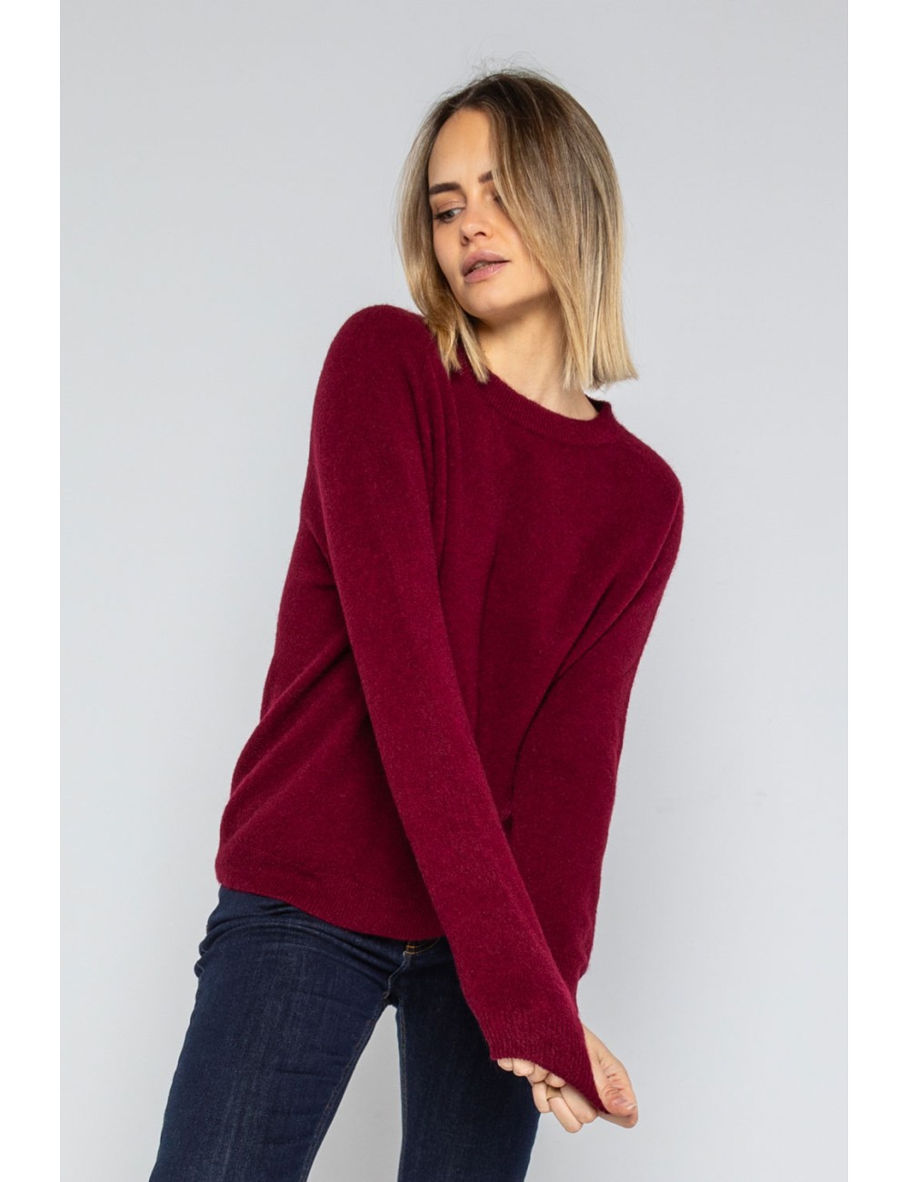 Lokita - pullover girocollo basic 1253 lok0912 burgundy
