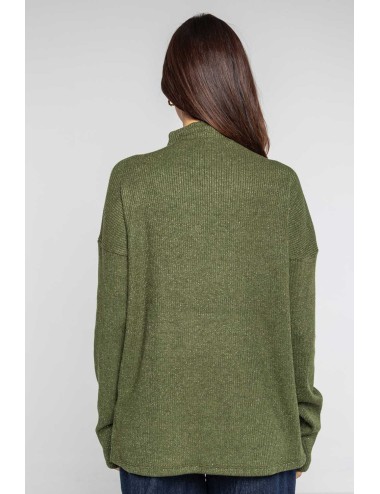 Lokita - maglia scollo cratere in costina filo lamè 999 lok10927 verde