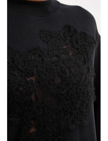 Ermanno scervino - felpa in cotone d474m607lem 95708 nero