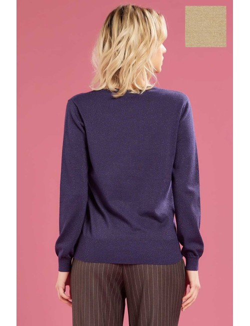 Fresh flower - maglia girocollo lurex ff622 naturale