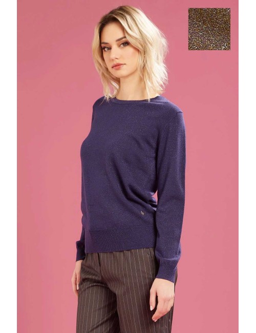 Fresh flower - maglia girocollo lurex ff622 tortora