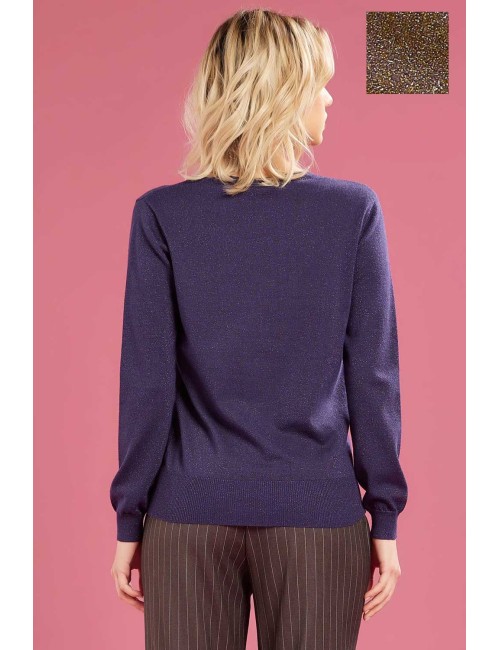 Fresh flower - maglia girocollo lurex ff622 tortora