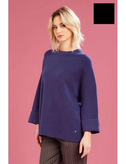 Fresh flower - girocollo maglia chiusa ff651 nero