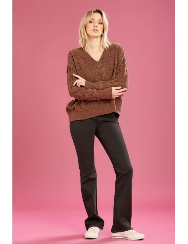 Fresh flower - maglia scollo a v ciniglia ff718 cioccolato