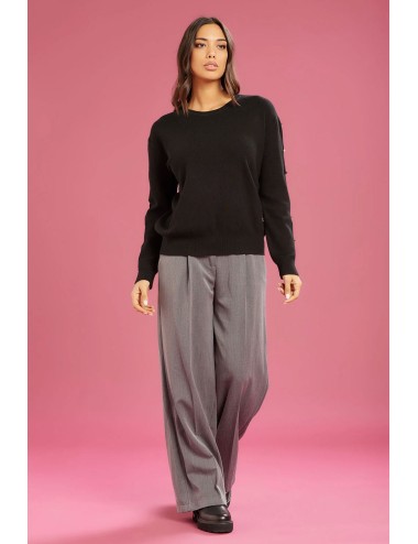 Fresh flower - maglia girocollo bt maniche ff722 nero