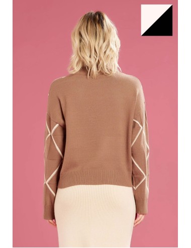 Fresh flower - maglia vulcano rombi ff743 nero/panna