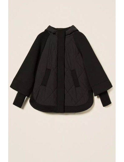 Twinset - caban in tessuto scuba e nylon 252li2caa 00006 nero