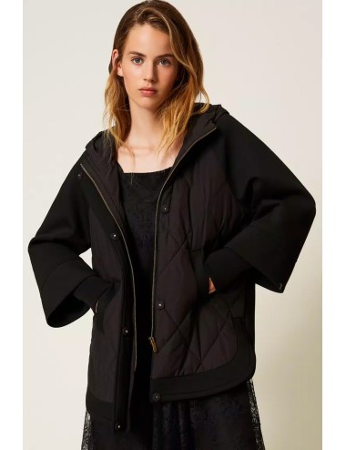 Twinset - caban in tessuto scuba e nylon 252li2caa 00006 nero