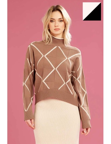 Fresh flower - maglia vulcano rombi ff743 nero/panna