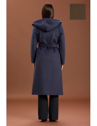 Take two - cappotto lungo con cinta e cappuccio dt01239 moro