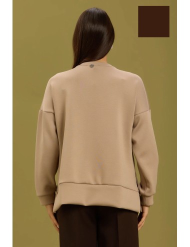 Take two - felpa con spacchetti laterali dt01304 moro