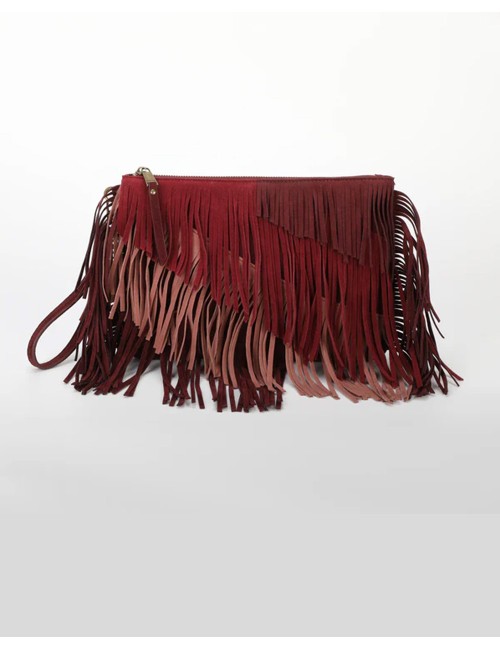 Mimi muà - borsa a busta con frange m8-h201316 mosto