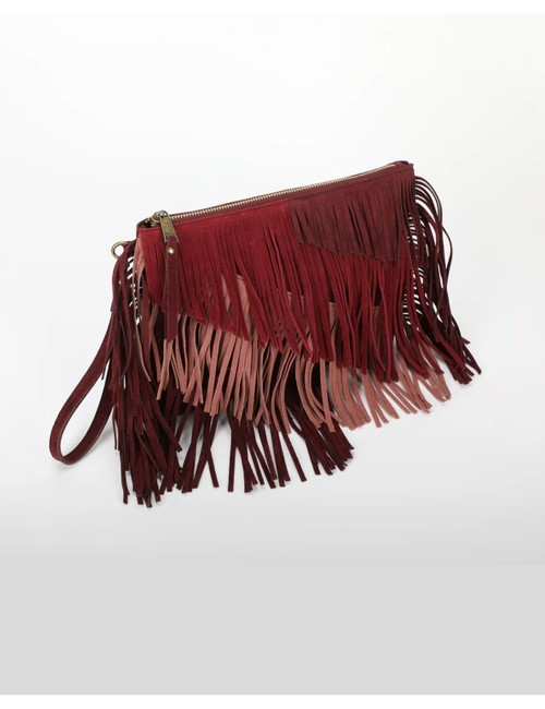 Mimi muà - borsa a busta con frange m8-h201316 mosto