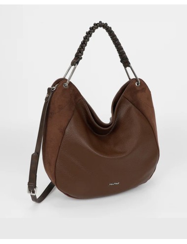 Mimi muà - borsa a sacca con dettaglio in eco suede m8-y201242 moro