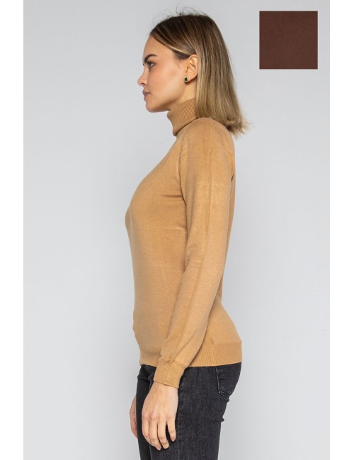 Lokita - dolcevita basic in maglia di viscosa 0090 lok56830 coccio