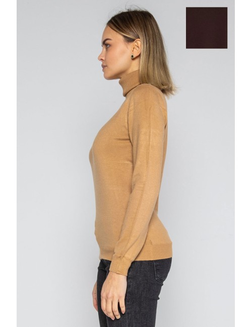 Lokita - dolcevita basic in maglia di viscosa 0090 lok56830 moro