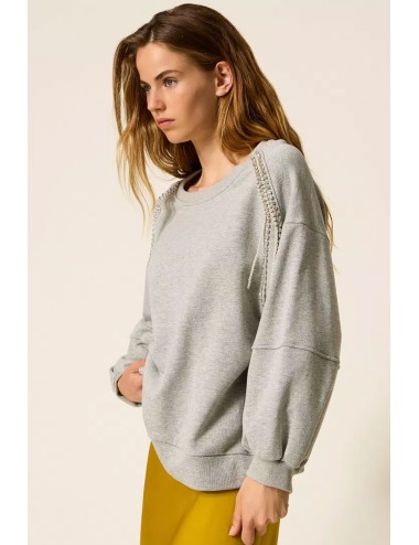 Twinset - felpa con catene di strass e perle 252li2mcc 00082