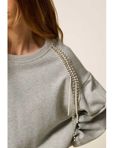 Twinset - felpa con catene di strass e perle 252li2mcc 00082