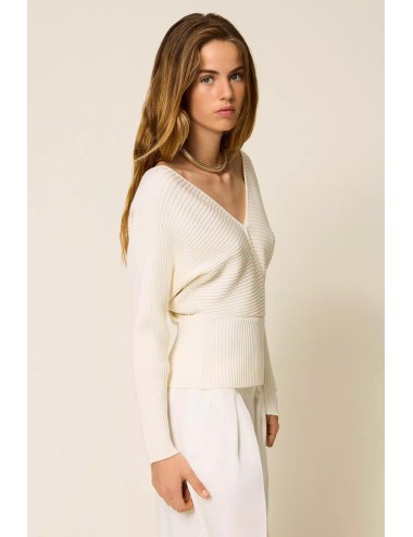 Twinset - maglia con incrocio a costine 252li3qbb 00526