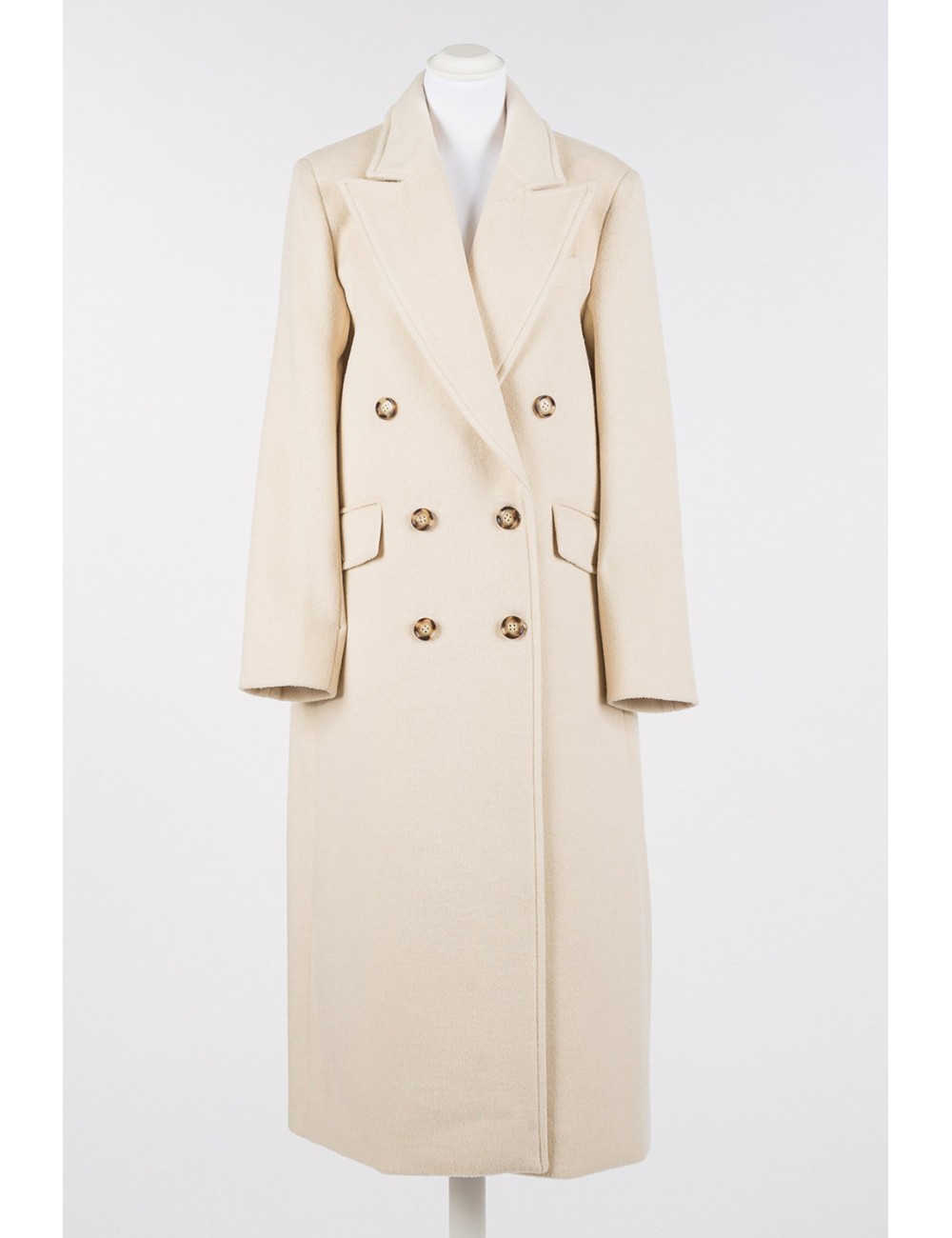 Twinset - cappotto lungo doppiopetto in panno 252li2bbb 12539 sandshell