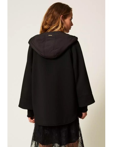 Twinset - caban in tessuto scuba e nylon 252li2caa 00006 nero
