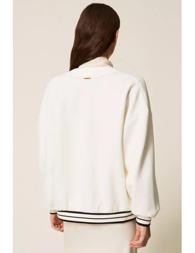 Twinset - cardigan in tessuto scuba con spilla 252ll2gbb 00526 off white